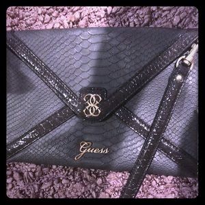 Y2K GUESS Black Croc Embossed Guess Clutch/Wristlet